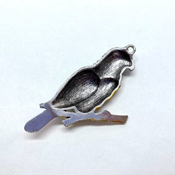 Colorful Parrot Pendant Bling Rhinestones Silver Tone Metal No Chain - Picture 6 of 7